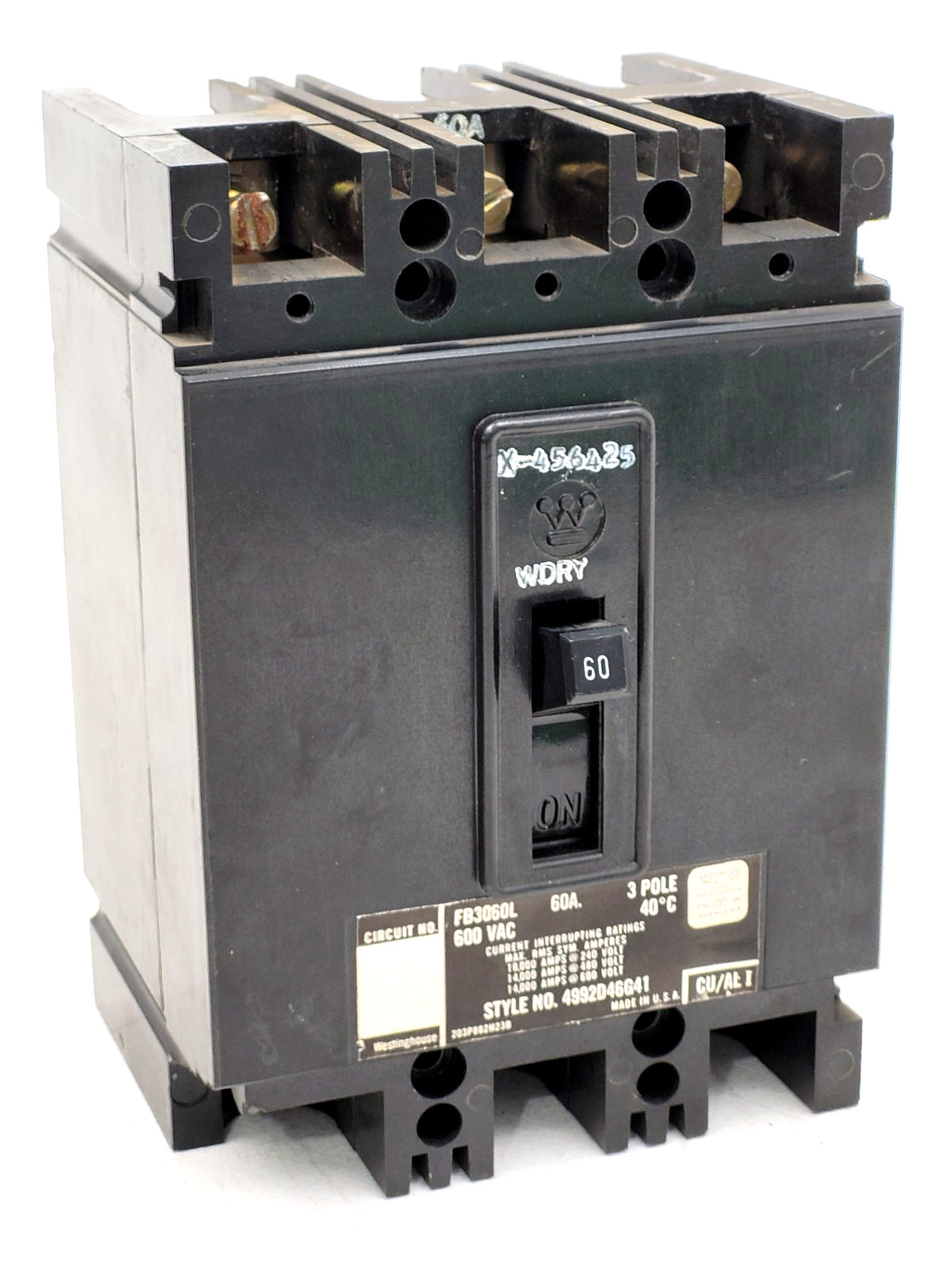 FB3060L Westinghouse 60 Amp 600 VAC Circuit Breaker – Next Day Option – Flaw