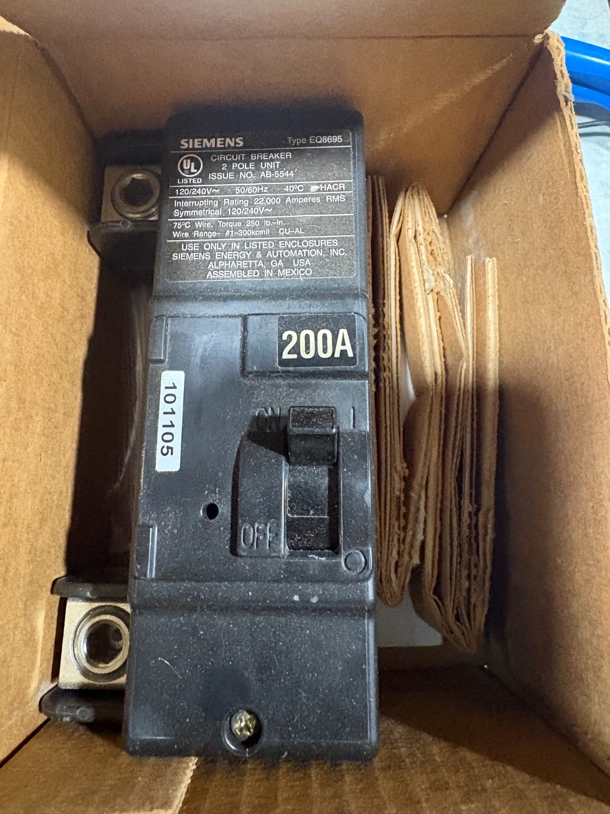 Siemens MBK200A 200A 200-Amp 2 pole Main Breaker Kit New Open Box