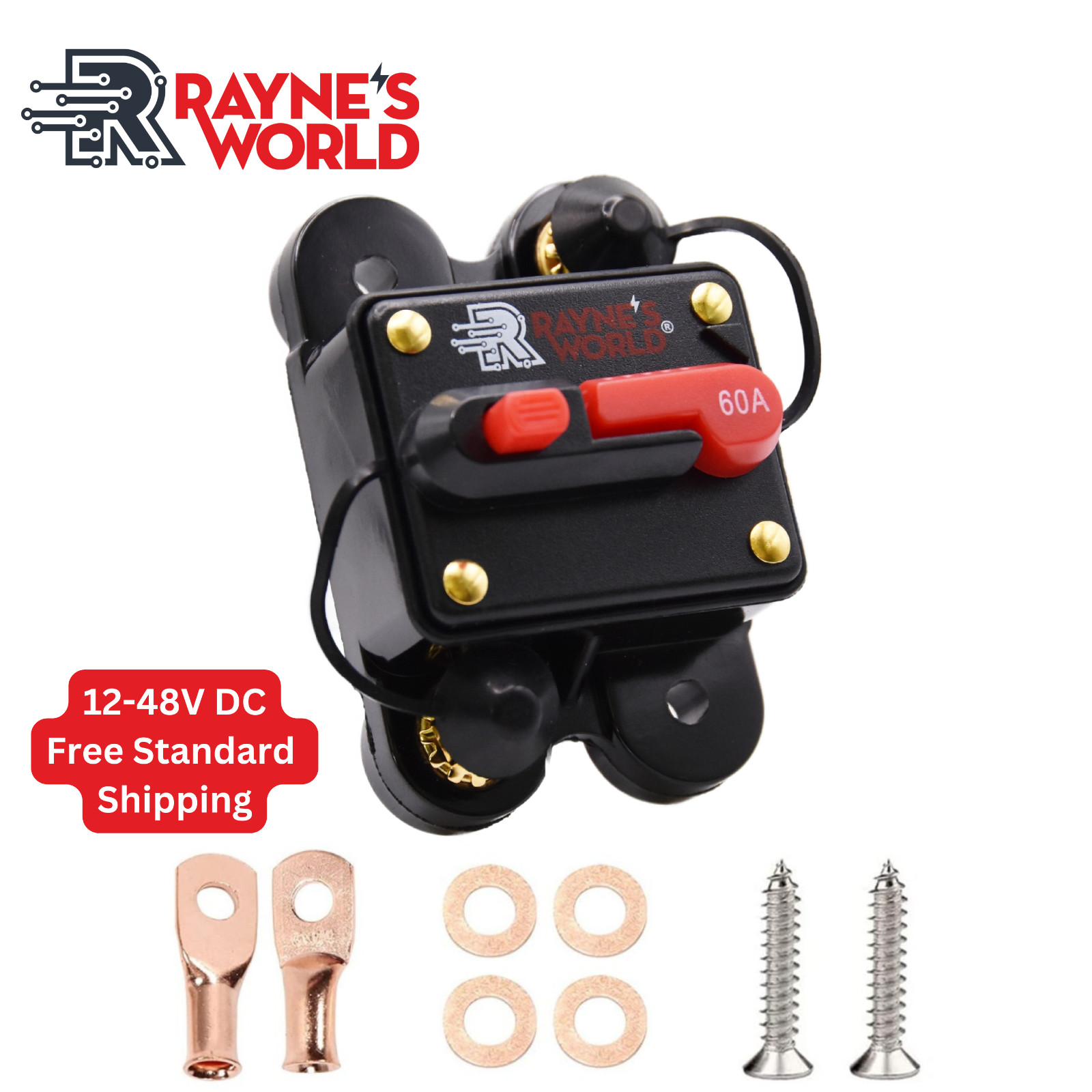 60 Amp Waterproof Circuit Breaker Auto/Marine/Solar 12-48V DC Manual Reset