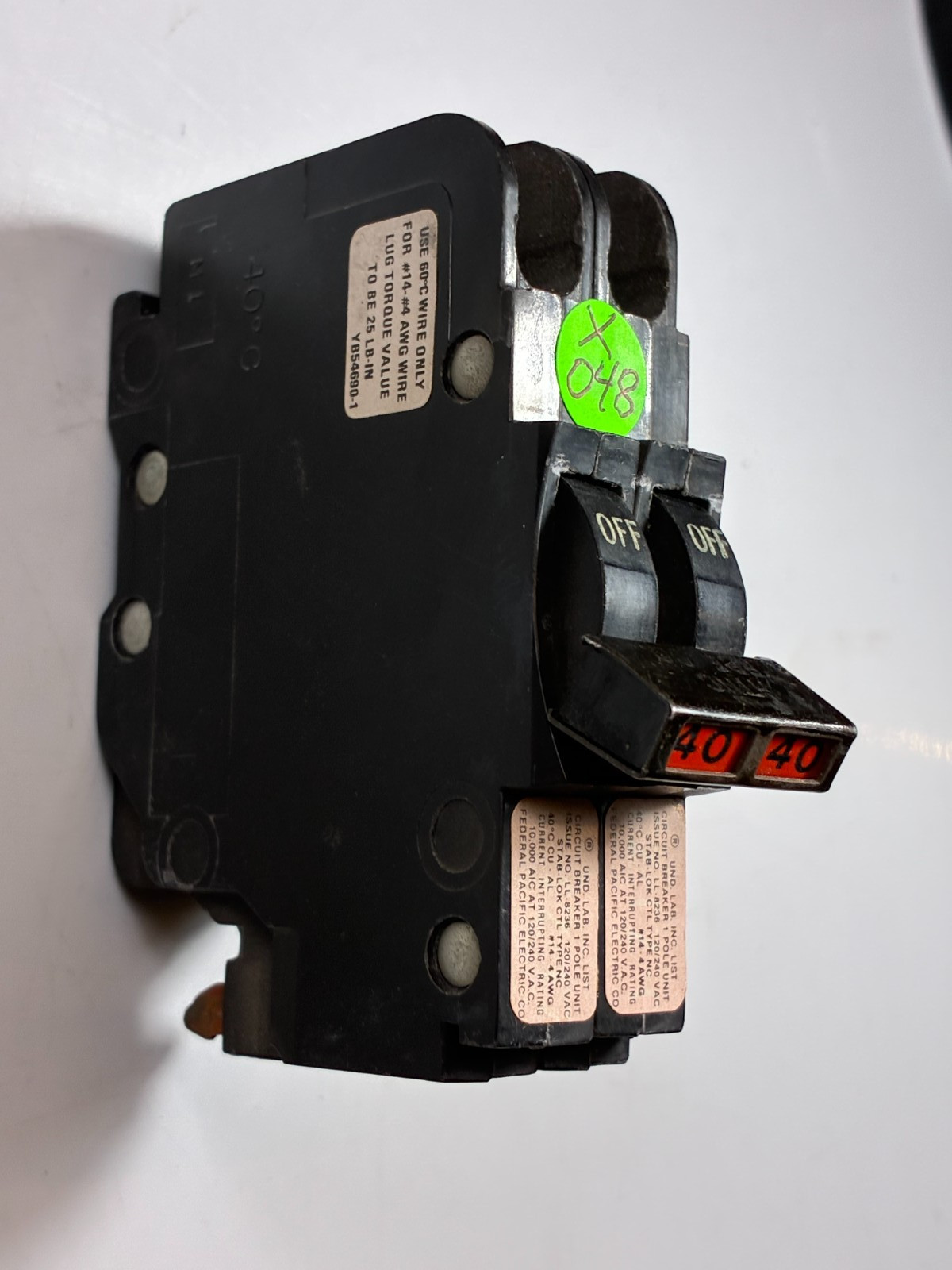Federal Pacific FPE NC240 Twin Tandem 40-AMP 2P 120/240V TESTED 60-DAY WARRANTY