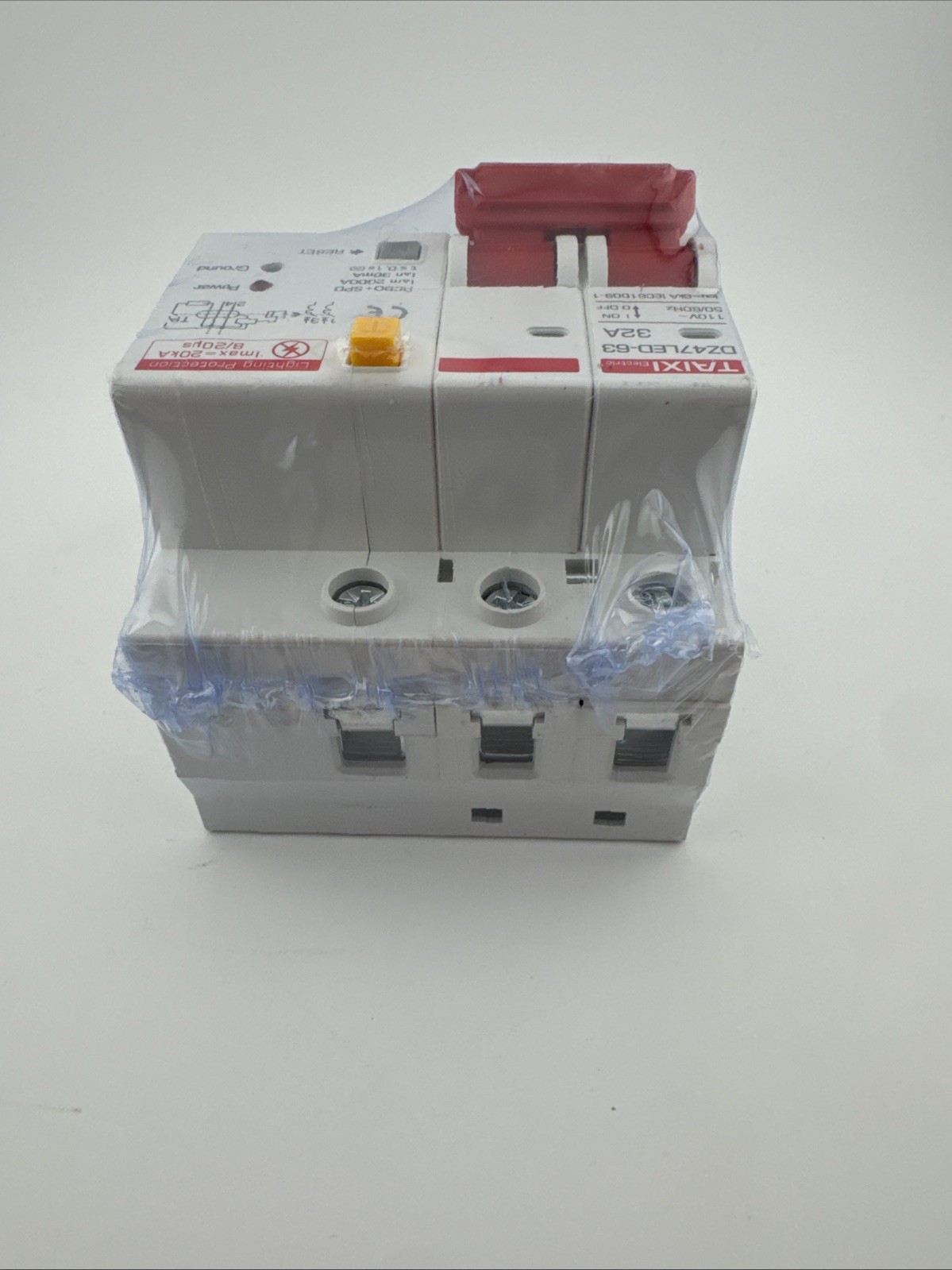 TAIXI Electric DZ47LED-63 RCBO+SPD Circuit Breaker 32A 110V Test Reset