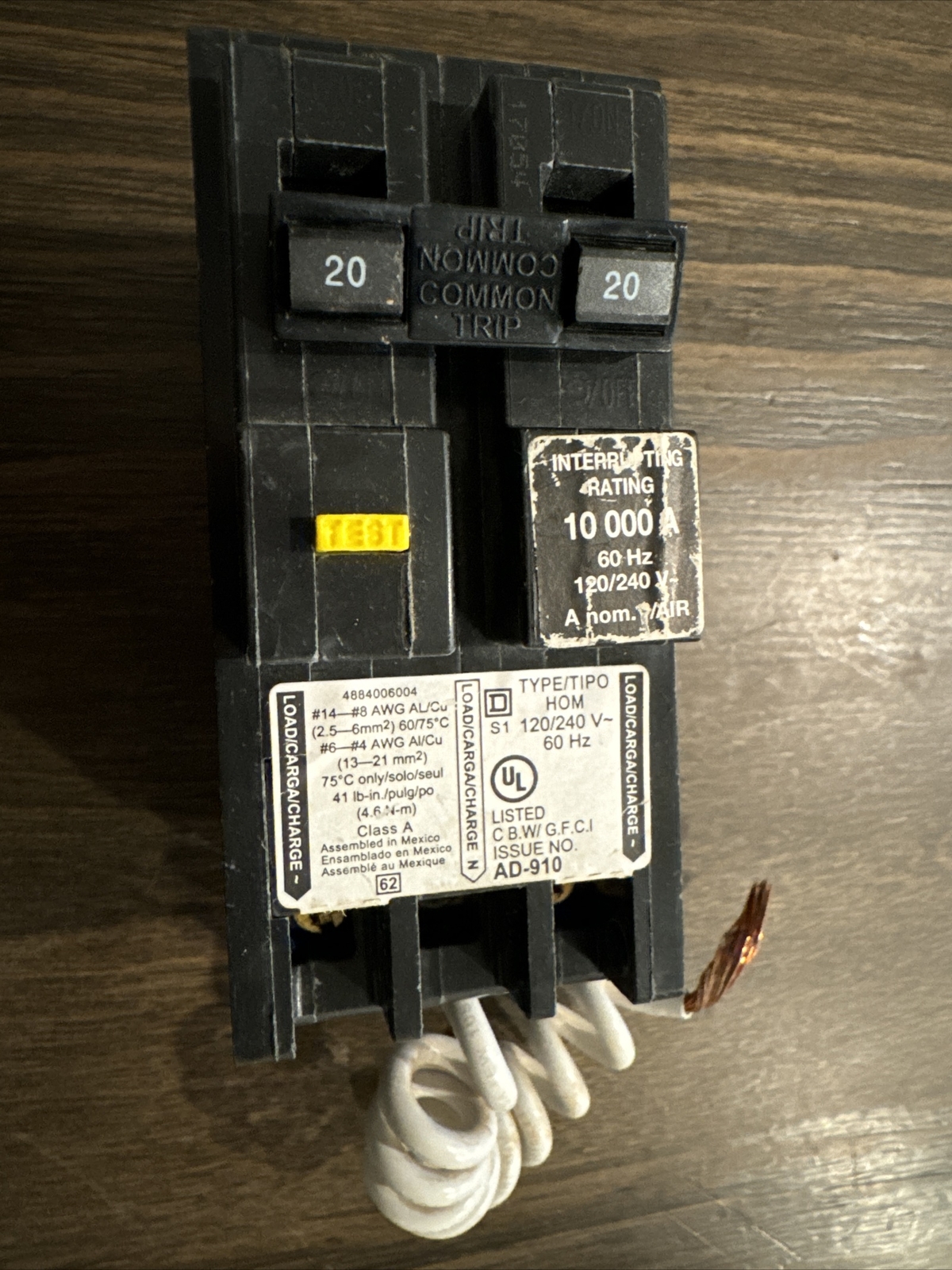 Square-D HOM 220 GFIC HOM 220 GFI Homeline 20amp Two-Pole GFCI Circuit