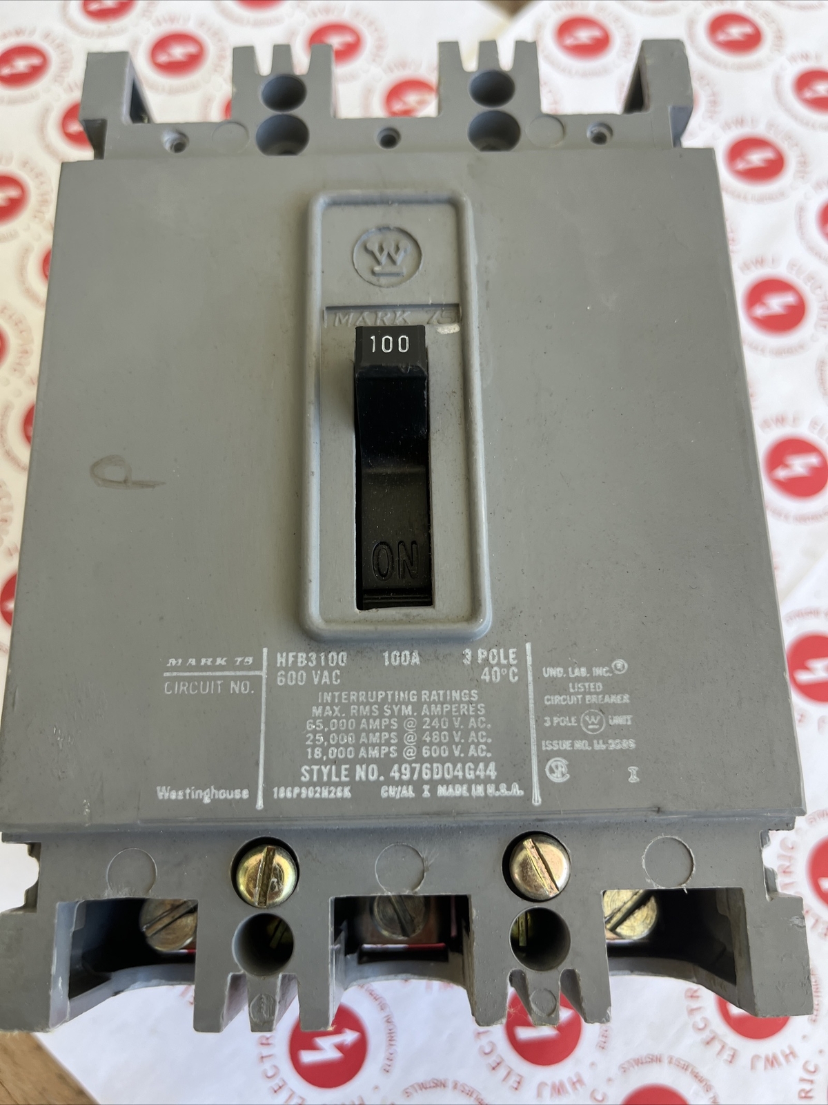 WESTINGHOUSE HFB3100 3 POLE 100A 600V MOLDED CASE BREAKER