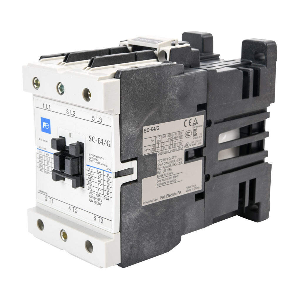 Fuji Electric SC-E4G-24VDC Series IEC Contactor, 80A, (3) N.O. Power Poles, 24 V