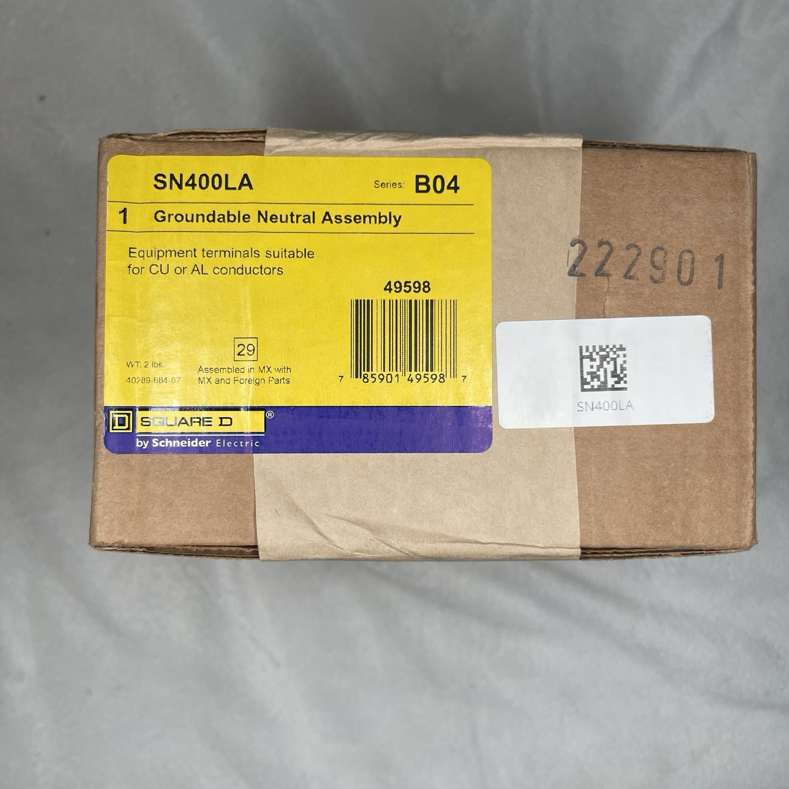 Square D SN400LA SER. B04 Groundable Neutral Assembly for Cu or Al Conductors