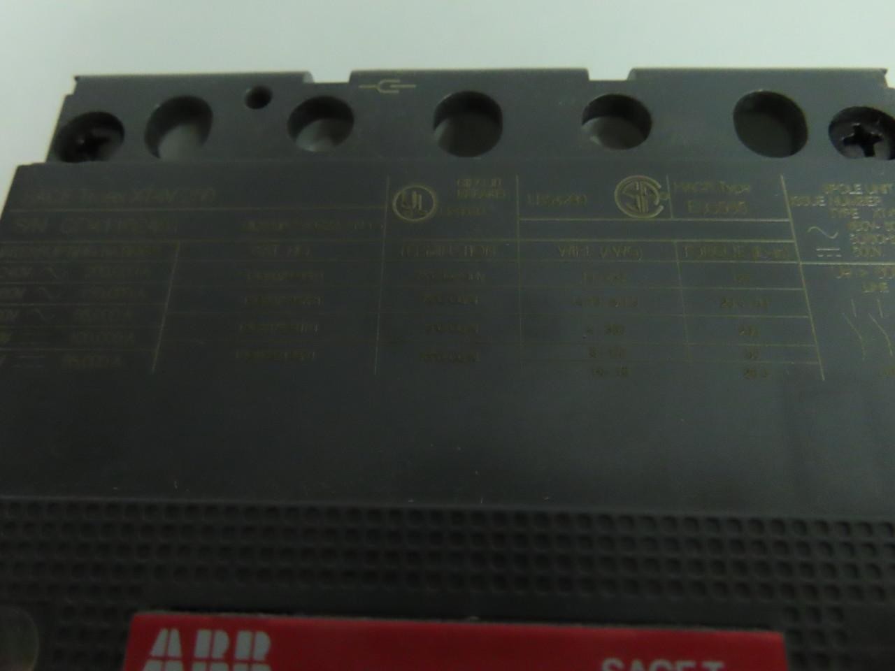 Abb XT4V 250 Sace Tmax Molded Case Circuit Breaker 3p 100a Amp 240/480/600v-ac