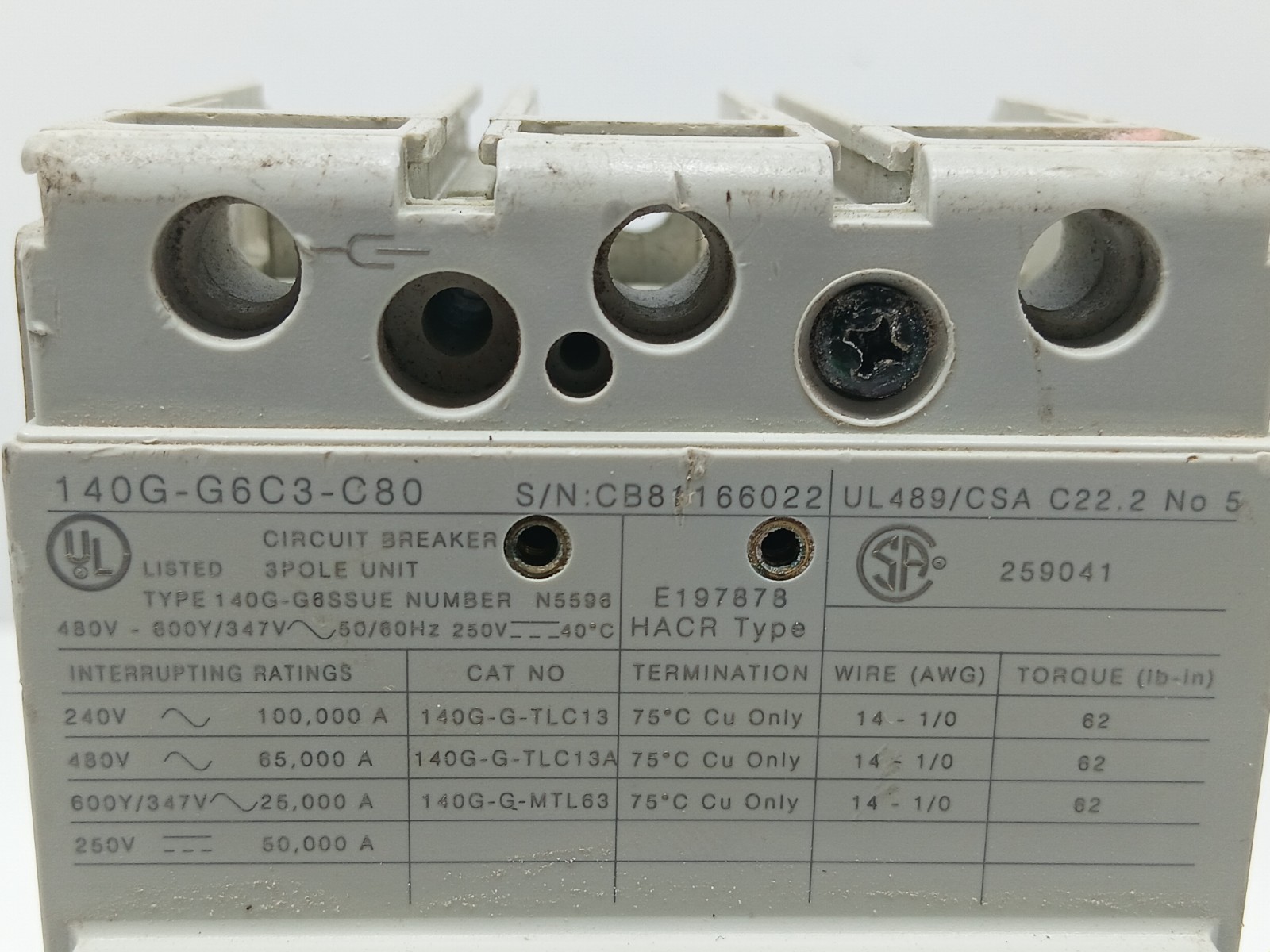 USED ALLEN BRADLEY 140G-G6C3-C80A SER A. CIRCUIT BREAKER 3 POLE 80 AMPS / LOT OF