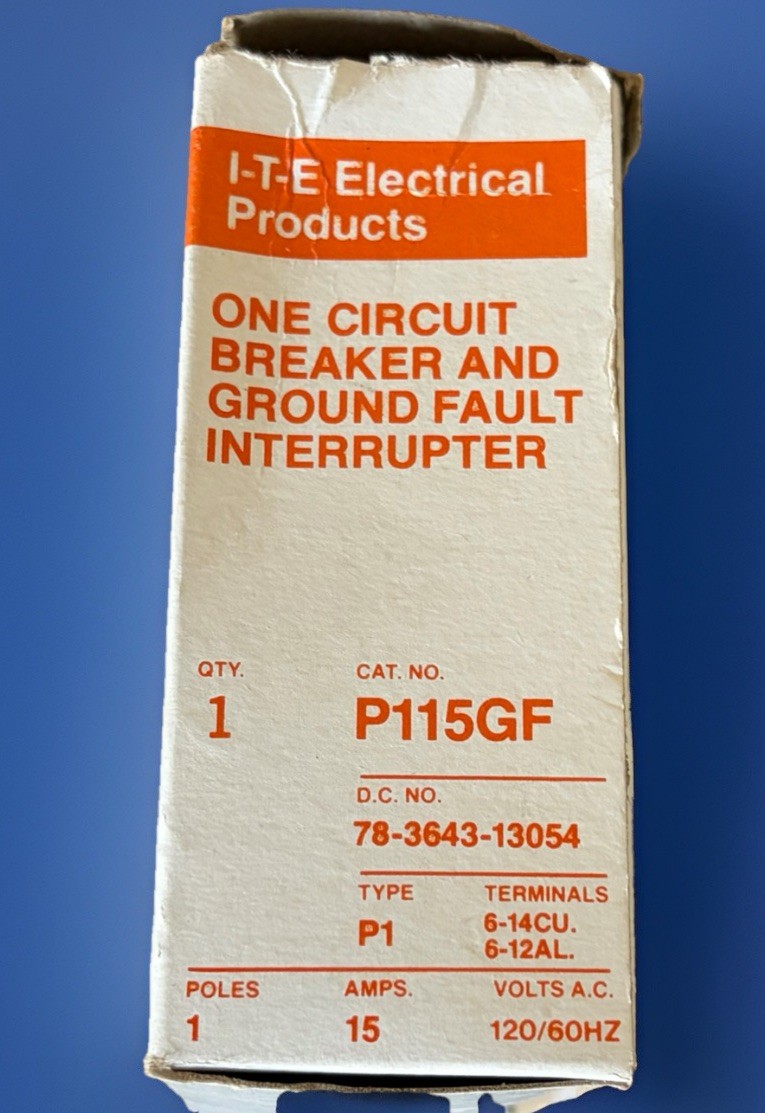 P115GF SIEMENS ITE “BULLDOG” PUSHMATIC GOULD 15 AMP, 1 POLE GFCI GFI 15A 120V