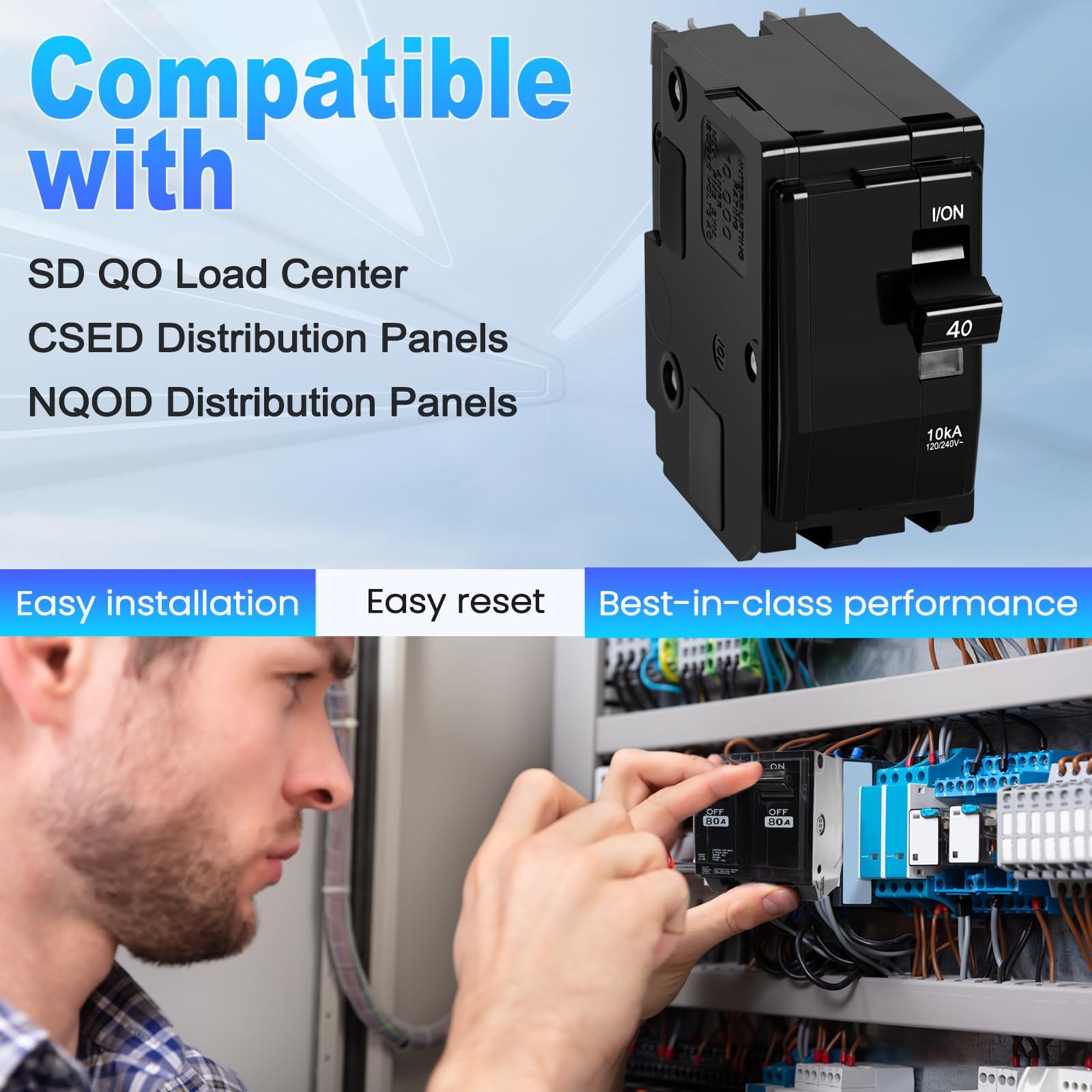 40A 2-Pole Circuit Breaker for QO240CP, SD QO Load Center, 120/240V, 10kA
