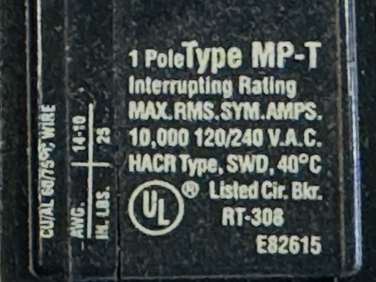 Murray – MP120 – 20 Amp, 1 Pole, 120/240VAC, Type MP-T Circuit Breaker NEW