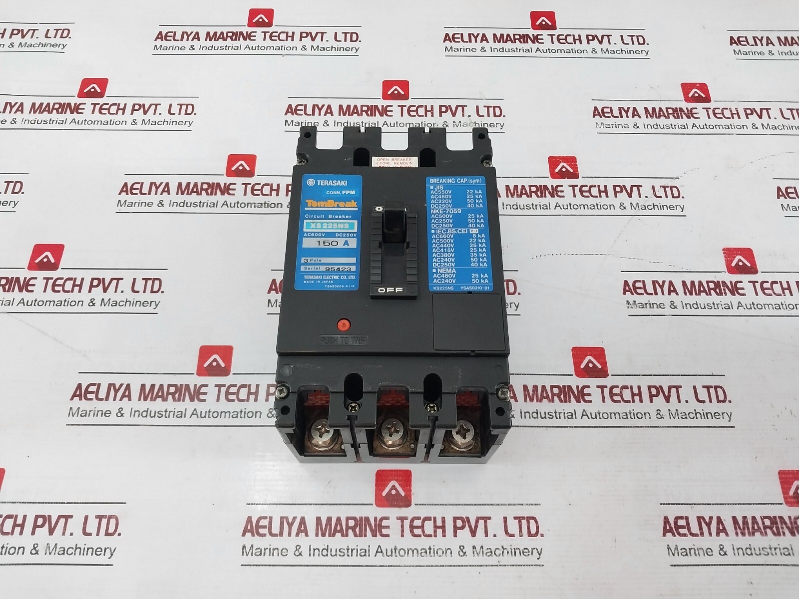 TERASAKI ELECTRIC XS225NS TEMBREAK Circuit Breaker 150A 3-Pole AC 600V DC 250V