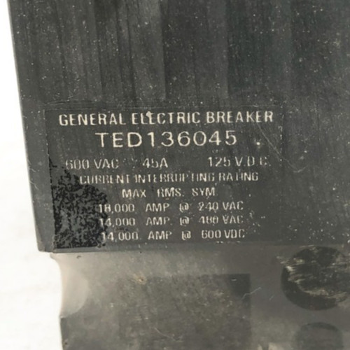 New GE General Electric TED136045 Circuit Breaker 45A 600VAC 250VDC 3P – No Box