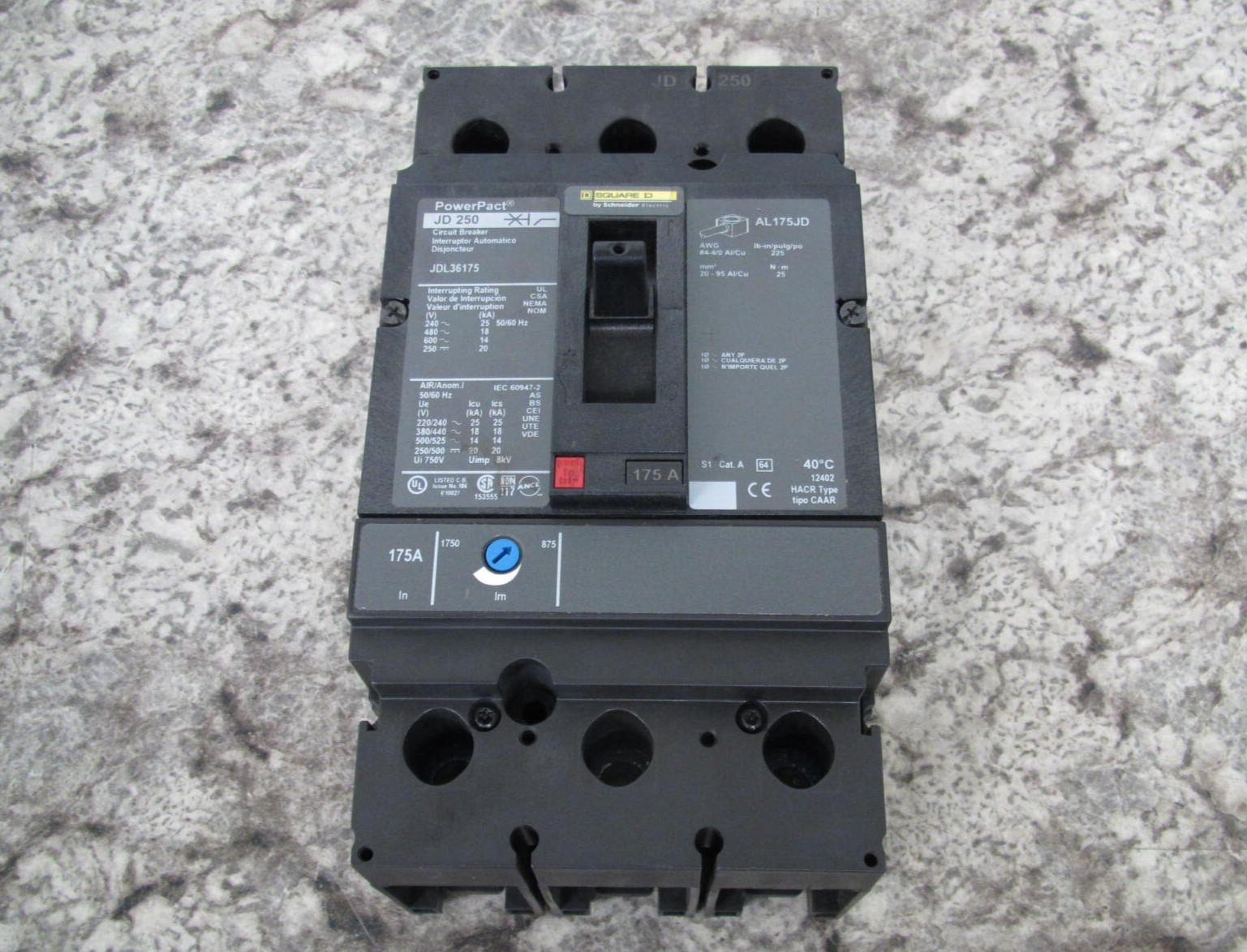 New Square D / Schneider Electric JDL36175 JDL 175A 3P 600V Circuit Breaker