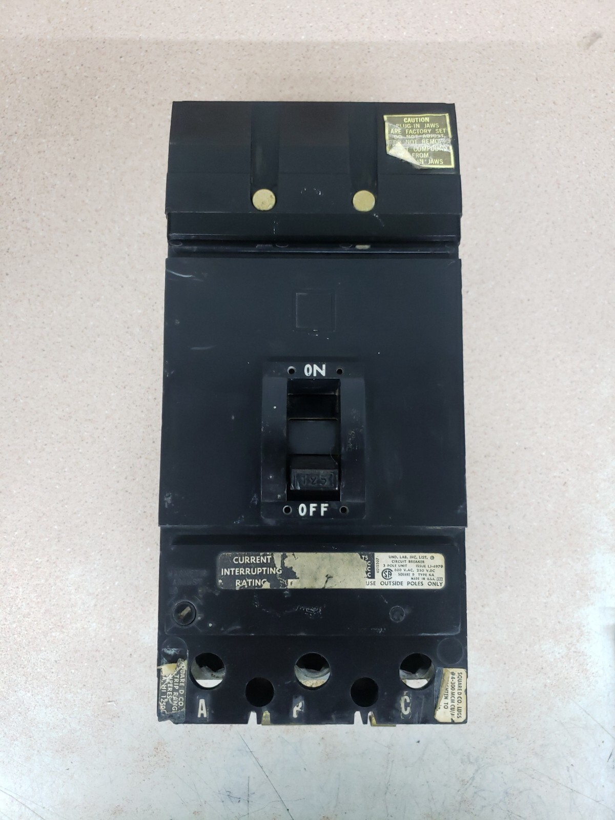 Square D KA36125 3 Pole 125 Amp 600V I-line Circuit Breaker *AB