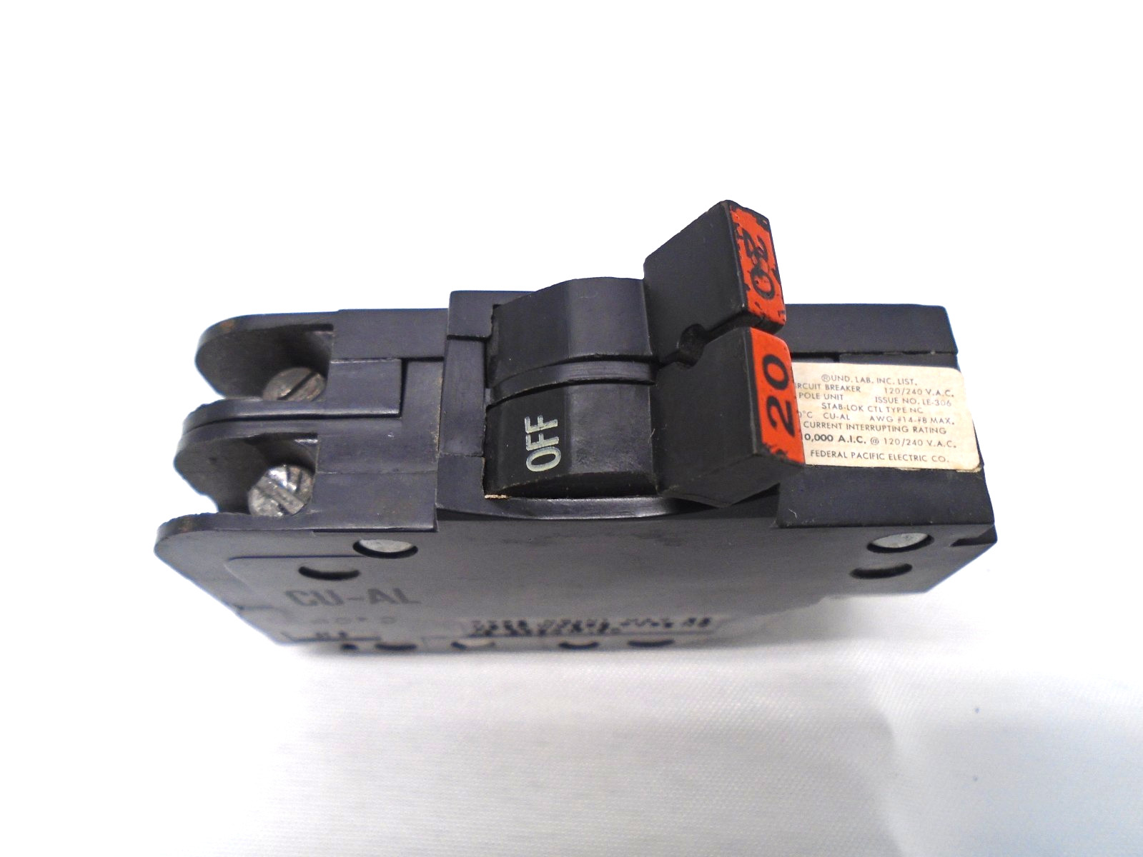 FPE Federal Pacific 20 Amp 2 Pole NC220 Stab-Lok Breaker Mini THIN NC