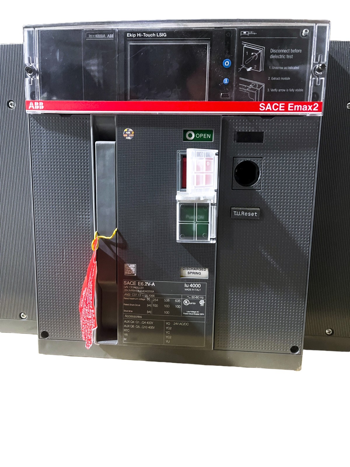 ABB SACE Emax2 E6.2V 4000A 3-Pole Low Voltage Power Circuit Breaker Frame E6.2