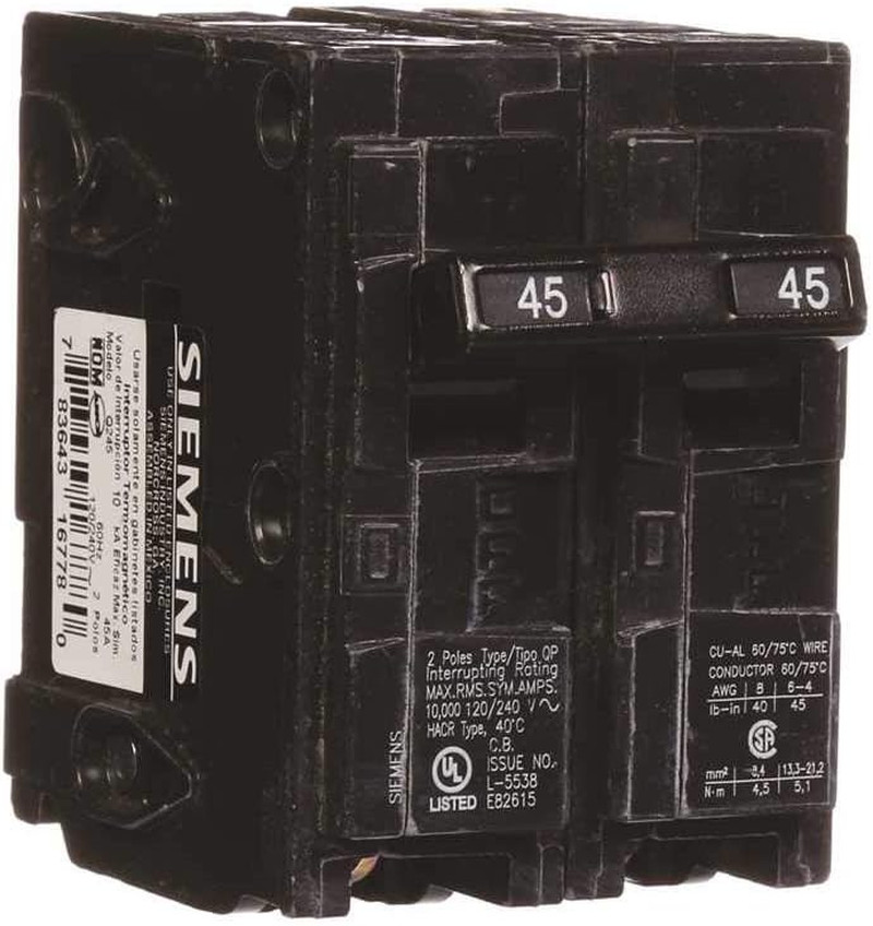 Siemens -HI Q245 45-Amp Double Pole Type QP Circuit Breaker, Black