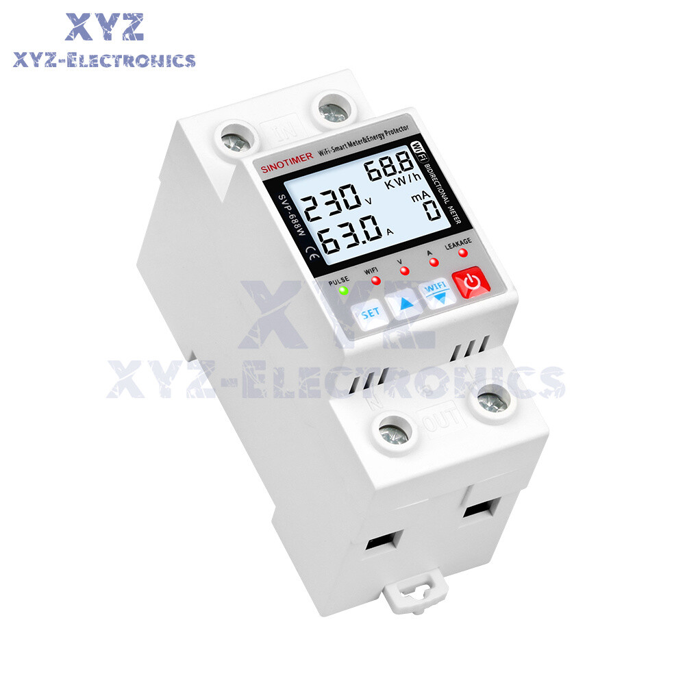 AC220V 63A Tuya Intelligent WIFI Over Voltage Current Protection Power Protector