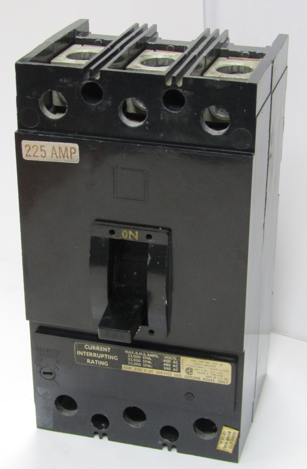 🙌 SQUARE D KAL 225 AMP CIRCUIT BREAKER 600 VAC 250 VDC 3 POLE KAL36225