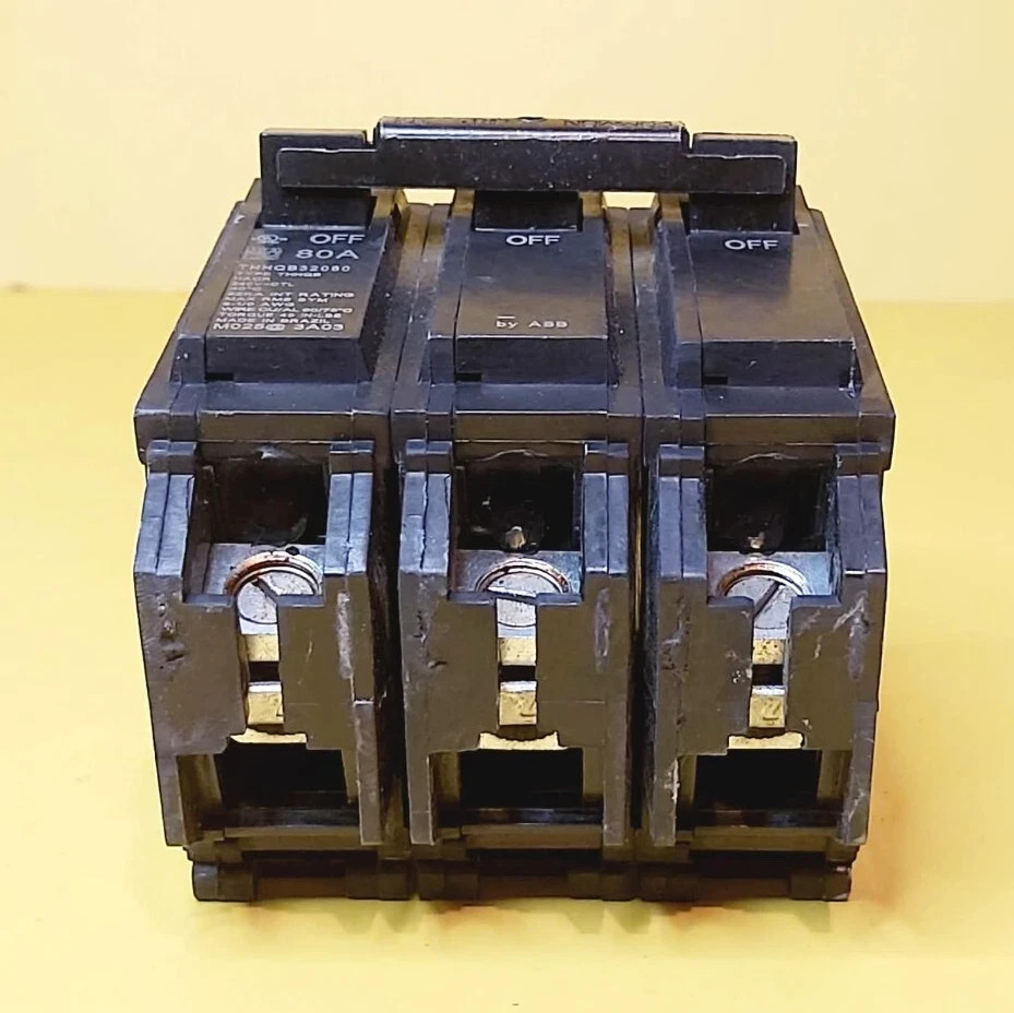 ⚡ GENERAL ELECTRIC GE BY ABB THHQB32080 80A 3POLE 240V BOLT-ON CIRCUIT BREAKER⚡